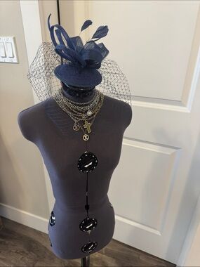 Navy Veiled Fascinator Hat for Women